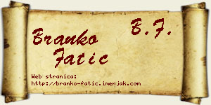 Branko Fatić vizit kartica